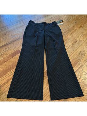 TRIBAL SHAPER FIT NEW BLACK PIN STRIP DRESS PANTS SIZE 12 STRETCH